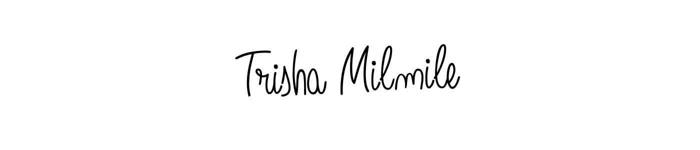 if you are searching for the best signature style for your name Trisha Milmile. so please give up your signature search. here we have designed multiple signature styles  using Angelique-Rose-font-FFP. Trisha Milmile signature style 5 images and pictures png