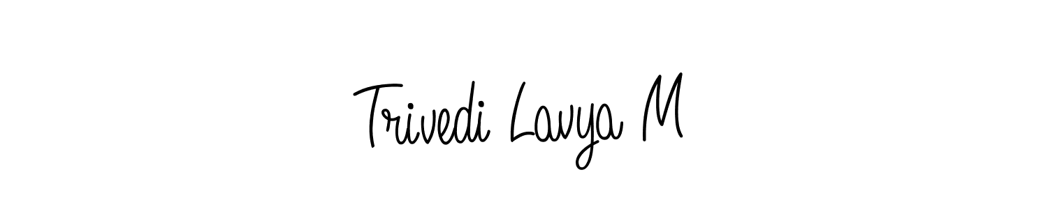 Make a beautiful signature design for name Trivedi Lavya M. With this signature (Angelique-Rose-font-FFP) style, you can create a handwritten signature for free. Trivedi Lavya M signature style 5 images and pictures png