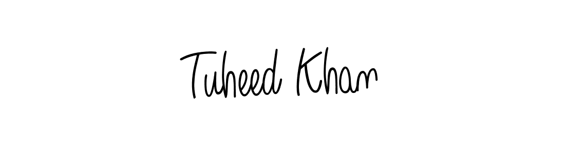 Make a beautiful signature design for name Tuheed Khan. With this signature (Angelique-Rose-font-FFP) style, you can create a handwritten signature for free. Tuheed Khan signature style 5 images and pictures png