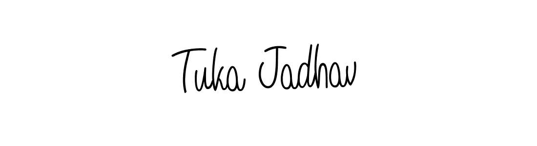 You should practise on your own different ways (Angelique-Rose-font-FFP) to write your name (Tuka Jadhav) in signature. don't let someone else do it for you. Tuka Jadhav signature style 5 images and pictures png
