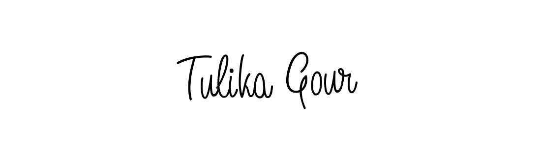 The best way (Angelique-Rose-font-FFP) to make a short signature is to pick only two or three words in your name. The name Tulika Gour include a total of six letters. For converting this name. Tulika Gour signature style 5 images and pictures png