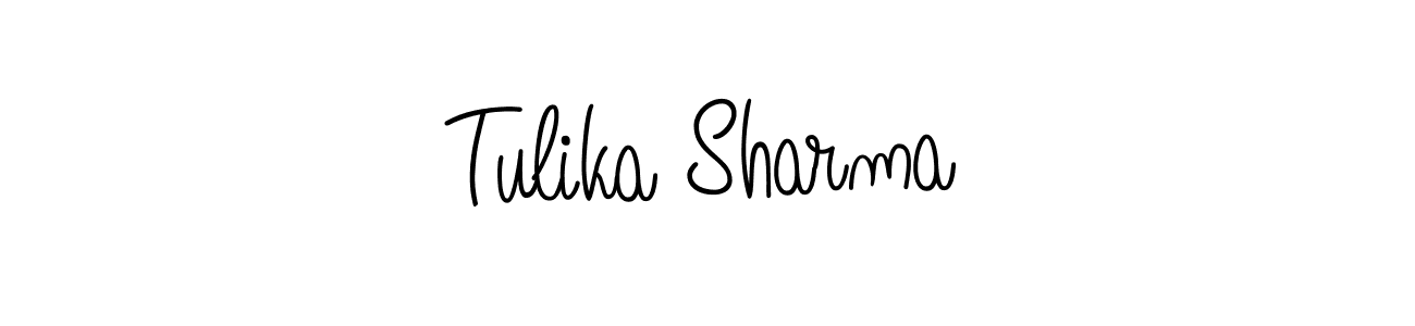 The best way (Angelique-Rose-font-FFP) to make a short signature is to pick only two or three words in your name. The name Tulika Sharma include a total of six letters. For converting this name. Tulika Sharma signature style 5 images and pictures png