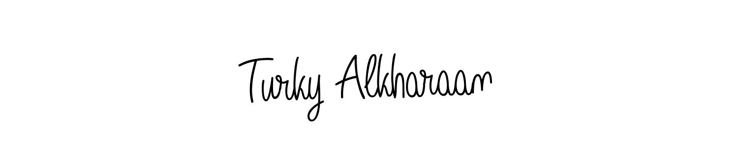 The best way (Angelique-Rose-font-FFP) to make a short signature is to pick only two or three words in your name. The name Turky Alkharaan include a total of six letters. For converting this name. Turky Alkharaan signature style 5 images and pictures png