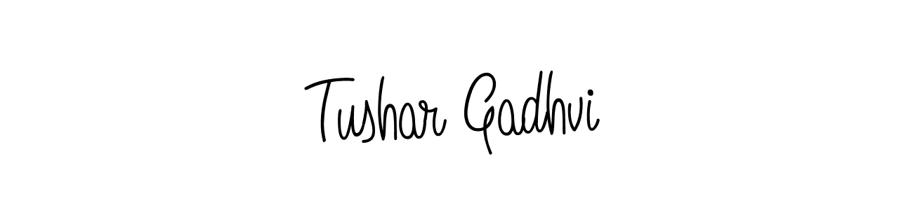 You should practise on your own different ways (Angelique-Rose-font-FFP) to write your name (Tushar Gadhvi) in signature. don't let someone else do it for you. Tushar Gadhvi signature style 5 images and pictures png