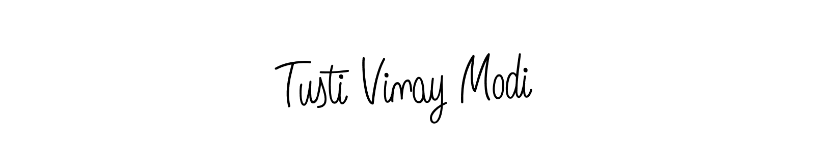 How to make Tusti Vinay Modi name signature. Use Angelique-Rose-font-FFP style for creating short signs online. This is the latest handwritten sign. Tusti Vinay Modi signature style 5 images and pictures png