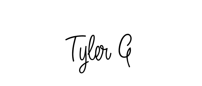 Make a beautiful signature design for name Tyler G. With this signature (Angelique-Rose-font-FFP) style, you can create a handwritten signature for free. Tyler G signature style 5 images and pictures png