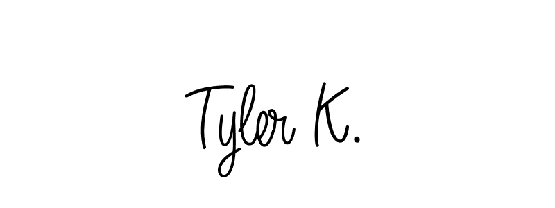 Use a signature maker to create a handwritten signature online. With this signature software, you can design (Angelique-Rose-font-FFP) your own signature for name Tyler K.. Tyler K. signature style 5 images and pictures png
