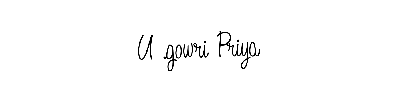 The best way (Angelique-Rose-font-FFP) to make a short signature is to pick only two or three words in your name. The name U .gowri Priya include a total of six letters. For converting this name. U .gowri Priya signature style 5 images and pictures png