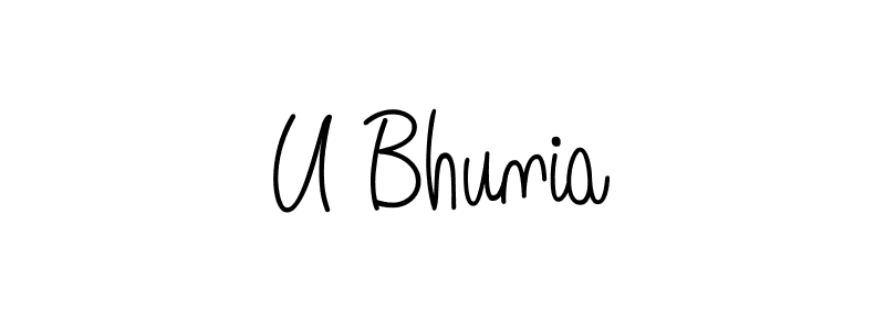 Use a signature maker to create a handwritten signature online. With this signature software, you can design (Angelique-Rose-font-FFP) your own signature for name U Bhunia. U Bhunia signature style 5 images and pictures png