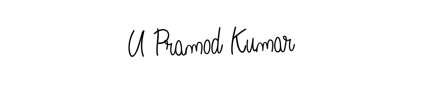 Make a beautiful signature design for name U Pramod Kumar. With this signature (Angelique-Rose-font-FFP) style, you can create a handwritten signature for free. U Pramod Kumar signature style 5 images and pictures png