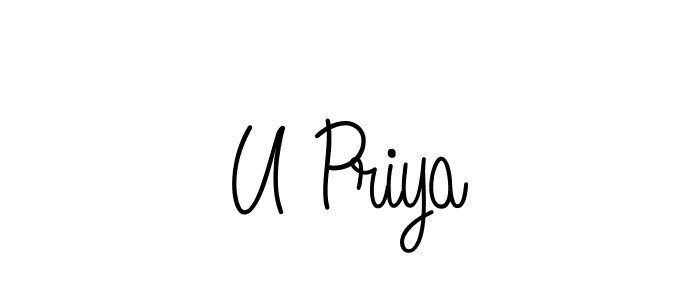 U Priya stylish signature style. Best Handwritten Sign (Angelique-Rose-font-FFP) for my name. Handwritten Signature Collection Ideas for my name U Priya. U Priya signature style 5 images and pictures png