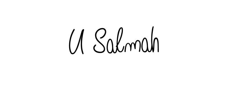if you are searching for the best signature style for your name U Salmah. so please give up your signature search. here we have designed multiple signature styles  using Angelique-Rose-font-FFP. U Salmah signature style 5 images and pictures png
