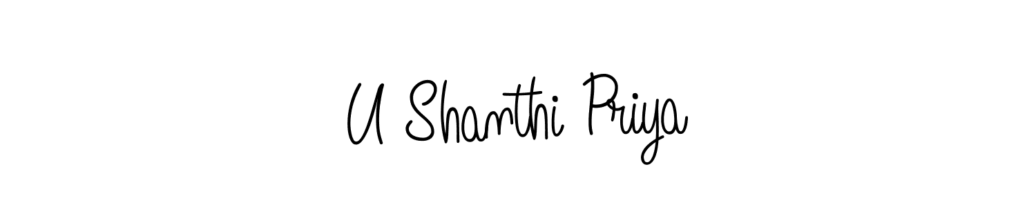 Make a beautiful signature design for name U Shanthi Priya. With this signature (Angelique-Rose-font-FFP) style, you can create a handwritten signature for free. U Shanthi Priya signature style 5 images and pictures png