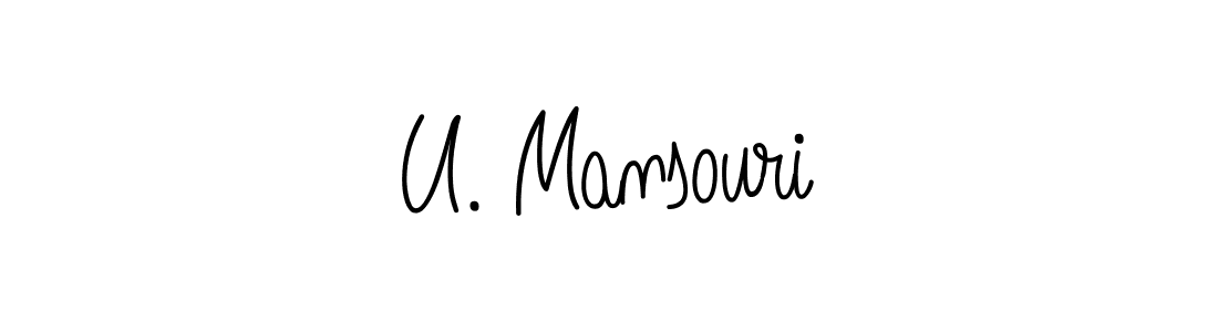 How to Draw U. Mansouri signature style? Angelique-Rose-font-FFP is a latest design signature styles for name U. Mansouri. U. Mansouri signature style 5 images and pictures png