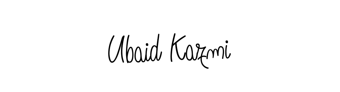 You should practise on your own different ways (Angelique-Rose-font-FFP) to write your name (Ubaid Kazmi) in signature. don't let someone else do it for you. Ubaid Kazmi signature style 5 images and pictures png