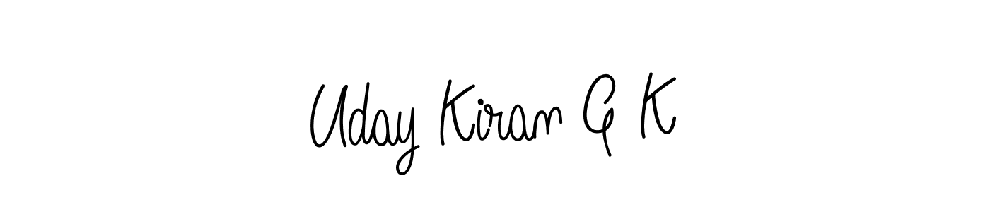 You should practise on your own different ways (Angelique-Rose-font-FFP) to write your name (Uday Kiran G K) in signature. don't let someone else do it for you. Uday Kiran G K signature style 5 images and pictures png