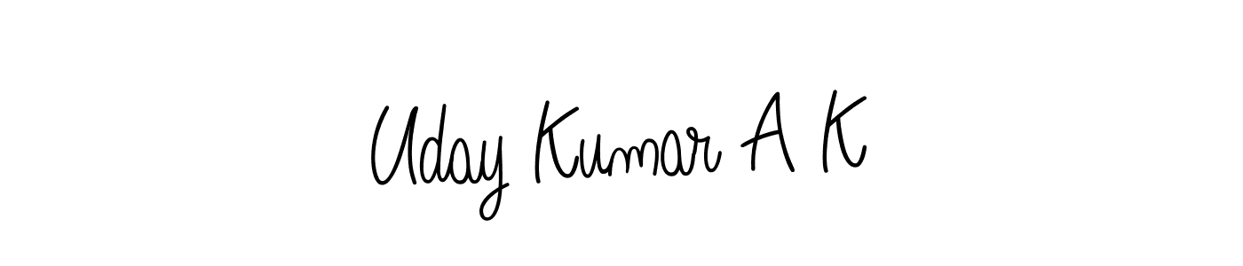 if you are searching for the best signature style for your name Uday Kumar A K. so please give up your signature search. here we have designed multiple signature styles  using Angelique-Rose-font-FFP. Uday Kumar A K signature style 5 images and pictures png