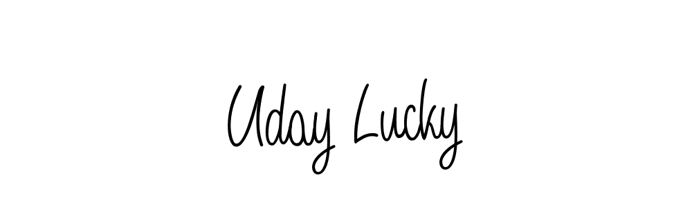 Also You can easily find your signature by using the search form. We will create Uday Lucky name handwritten signature images for you free of cost using Angelique-Rose-font-FFP sign style. Uday Lucky signature style 5 images and pictures png