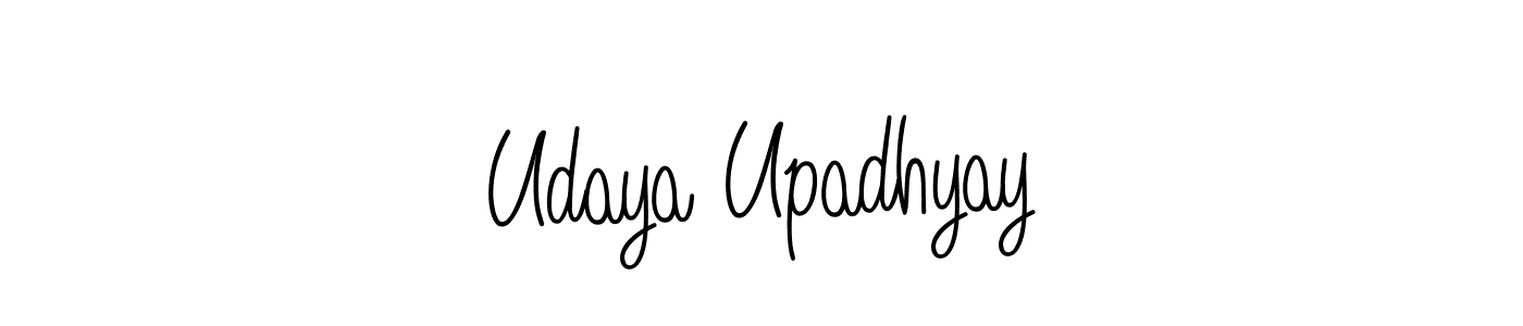 The best way (Angelique-Rose-font-FFP) to make a short signature is to pick only two or three words in your name. The name Udaya Upadhyay include a total of six letters. For converting this name. Udaya Upadhyay signature style 5 images and pictures png
