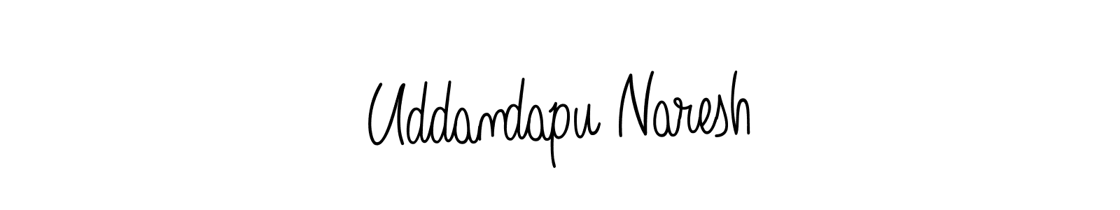 You should practise on your own different ways (Angelique-Rose-font-FFP) to write your name (Uddandapu Naresh) in signature. don't let someone else do it for you. Uddandapu Naresh signature style 5 images and pictures png