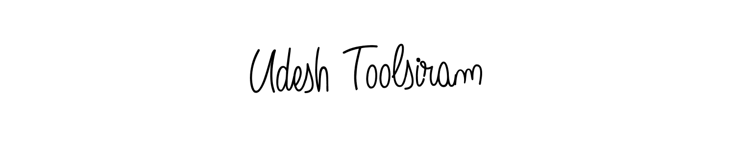 You should practise on your own different ways (Angelique-Rose-font-FFP) to write your name (Udesh Toolsiram) in signature. don't let someone else do it for you. Udesh Toolsiram signature style 5 images and pictures png