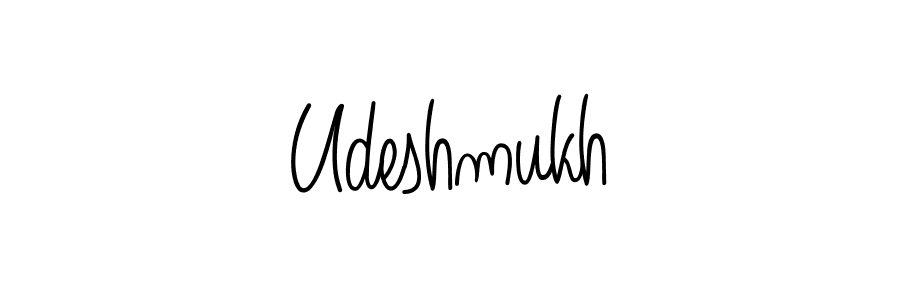 Use a signature maker to create a handwritten signature online. With this signature software, you can design (Angelique-Rose-font-FFP) your own signature for name Udeshmukh. Udeshmukh signature style 5 images and pictures png