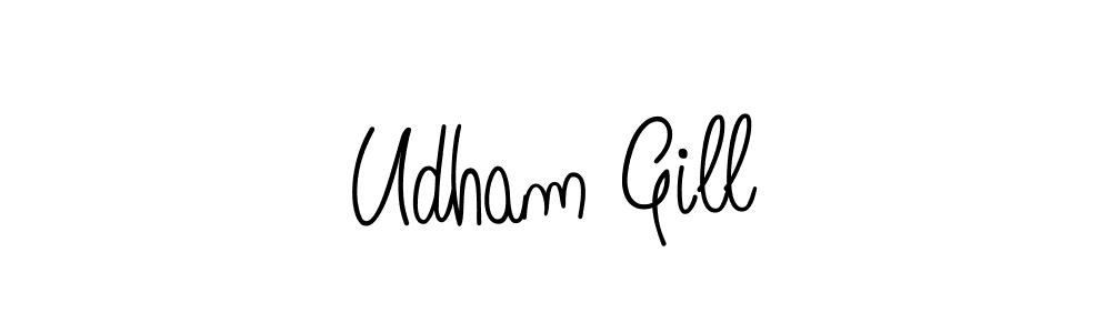 Udham Gill stylish signature style. Best Handwritten Sign (Angelique-Rose-font-FFP) for my name. Handwritten Signature Collection Ideas for my name Udham Gill. Udham Gill signature style 5 images and pictures png