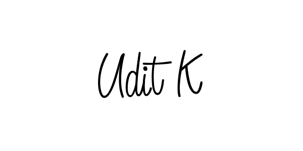 You should practise on your own different ways (Angelique-Rose-font-FFP) to write your name (Udit K) in signature. don't let someone else do it for you. Udit K signature style 5 images and pictures png