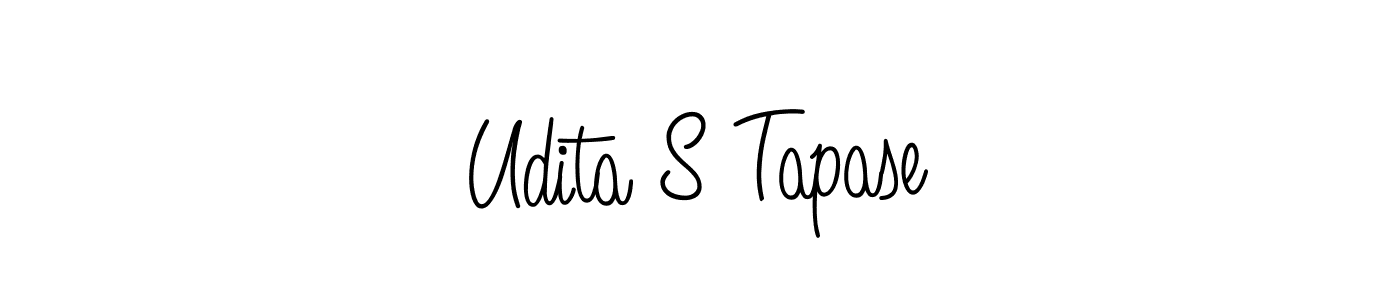 You should practise on your own different ways (Angelique-Rose-font-FFP) to write your name (Udita S Tapase) in signature. don't let someone else do it for you. Udita S Tapase signature style 5 images and pictures png
