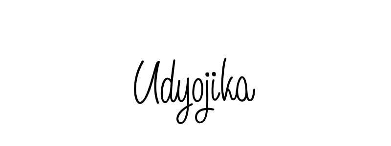 Make a beautiful signature design for name Udyojika. With this signature (Angelique-Rose-font-FFP) style, you can create a handwritten signature for free. Udyojika signature style 5 images and pictures png