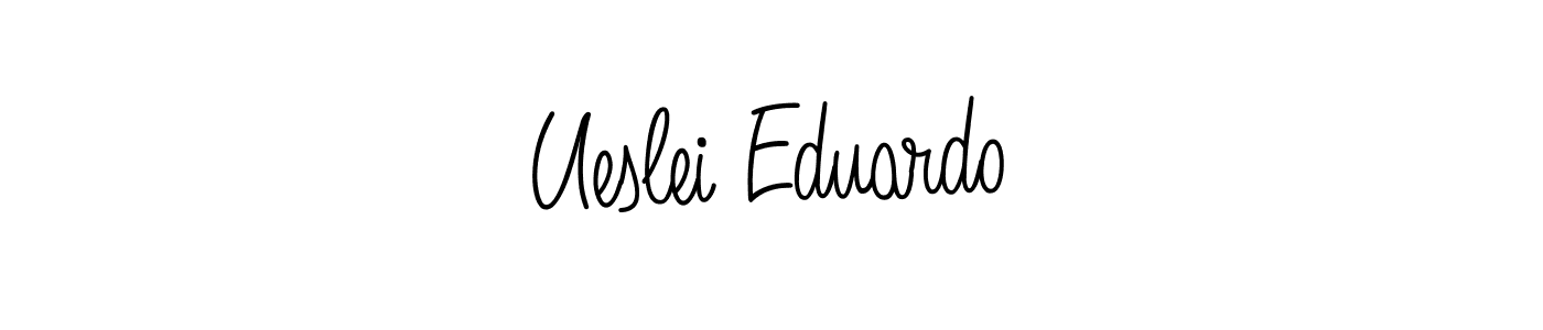 The best way (Angelique-Rose-font-FFP) to make a short signature is to pick only two or three words in your name. The name Ueslei Eduardo include a total of six letters. For converting this name. Ueslei Eduardo signature style 5 images and pictures png