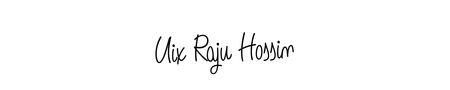 The best way (Angelique-Rose-font-FFP) to make a short signature is to pick only two or three words in your name. The name Uix Raju Hossin include a total of six letters. For converting this name. Uix Raju Hossin signature style 5 images and pictures png