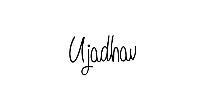 if you are searching for the best signature style for your name Ujadhav. so please give up your signature search. here we have designed multiple signature styles  using Angelique-Rose-font-FFP. Ujadhav signature style 5 images and pictures png