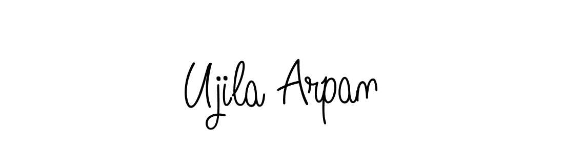 Make a beautiful signature design for name Ujila Arpan. With this signature (Angelique-Rose-font-FFP) style, you can create a handwritten signature for free. Ujila Arpan signature style 5 images and pictures png