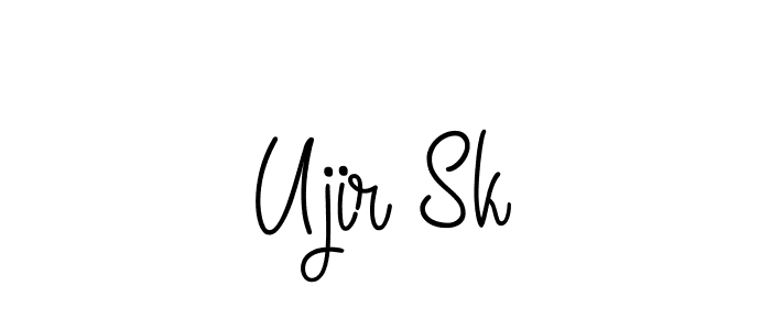 Use a signature maker to create a handwritten signature online. With this signature software, you can design (Angelique-Rose-font-FFP) your own signature for name Ujir Sk. Ujir Sk signature style 5 images and pictures png