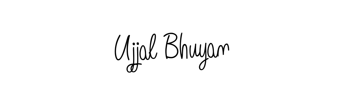 You should practise on your own different ways (Angelique-Rose-font-FFP) to write your name (Ujjal Bhuyan) in signature. don't let someone else do it for you. Ujjal Bhuyan signature style 5 images and pictures png