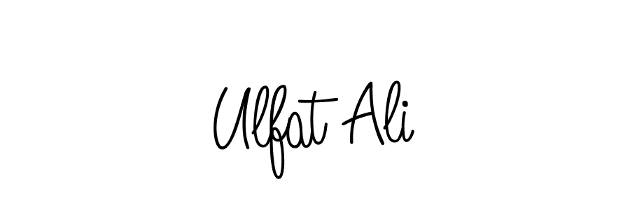 You should practise on your own different ways (Angelique-Rose-font-FFP) to write your name (Ulfat Ali) in signature. don't let someone else do it for you. Ulfat Ali signature style 5 images and pictures png