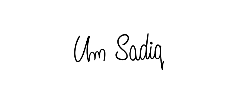 Use a signature maker to create a handwritten signature online. With this signature software, you can design (Angelique-Rose-font-FFP) your own signature for name Um Sadiq. Um Sadiq signature style 5 images and pictures png