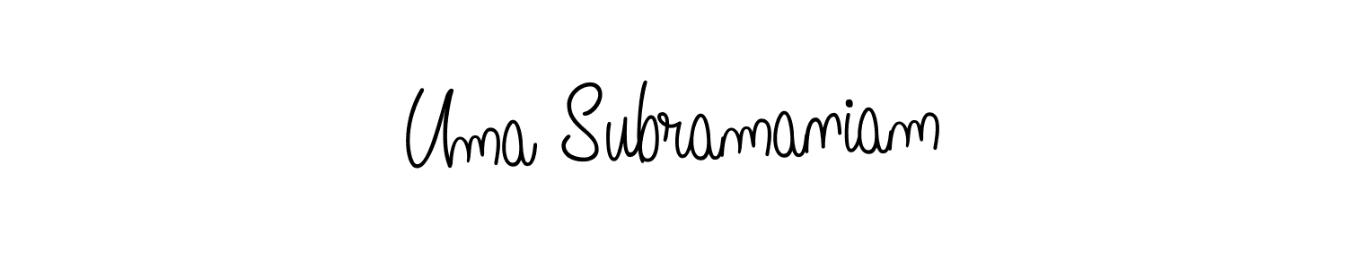 Create a beautiful signature design for name Uma Subramaniam. With this signature (Angelique-Rose-font-FFP) fonts, you can make a handwritten signature for free. Uma Subramaniam signature style 5 images and pictures png