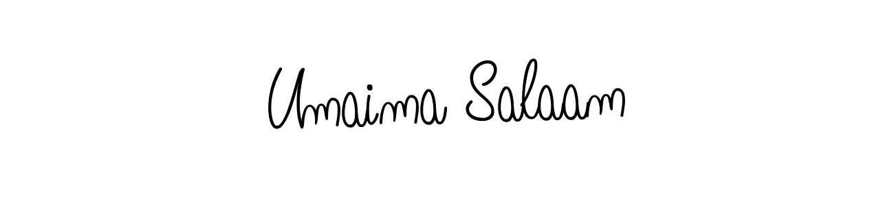 Check out images of Autograph of Umaima Salaam name. Actor Umaima Salaam Signature Style. Angelique-Rose-font-FFP is a professional sign style online. Umaima Salaam signature style 5 images and pictures png