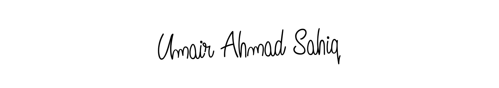 You should practise on your own different ways (Angelique-Rose-font-FFP) to write your name (Umair Ahmad Sahiq) in signature. don't let someone else do it for you. Umair Ahmad Sahiq signature style 5 images and pictures png
