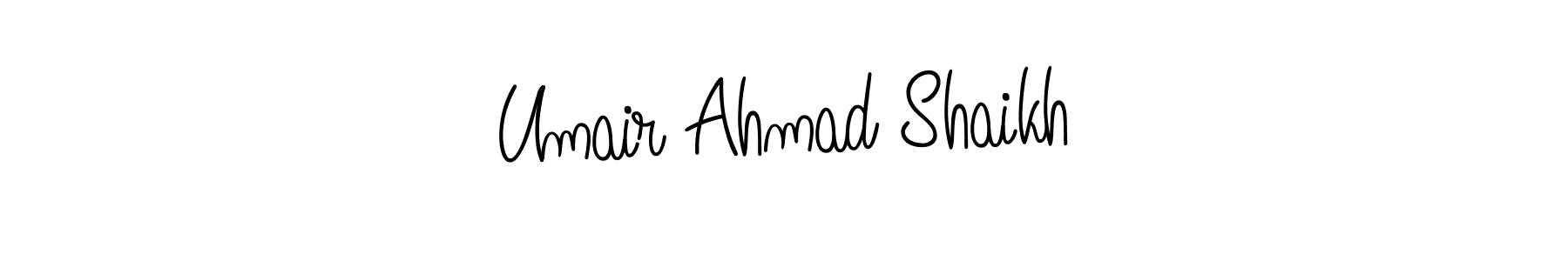 The best way (Angelique-Rose-font-FFP) to make a short signature is to pick only two or three words in your name. The name Umair Ahmad Shaikh include a total of six letters. For converting this name. Umair Ahmad Shaikh signature style 5 images and pictures png