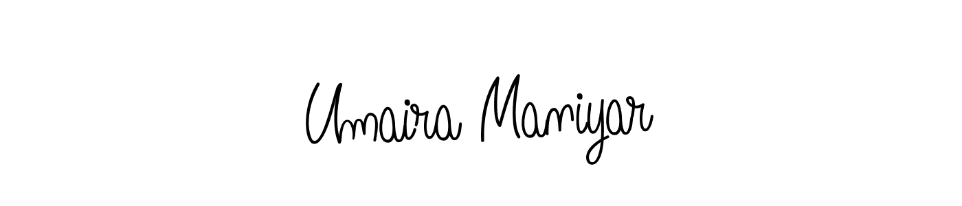 Use a signature maker to create a handwritten signature online. With this signature software, you can design (Angelique-Rose-font-FFP) your own signature for name Umaira Maniyar. Umaira Maniyar signature style 5 images and pictures png