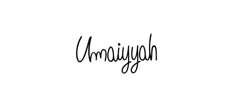 You should practise on your own different ways (Angelique-Rose-font-FFP) to write your name (Umaiyyah) in signature. don't let someone else do it for you. Umaiyyah signature style 5 images and pictures png