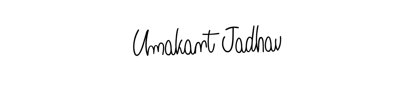 You should practise on your own different ways (Angelique-Rose-font-FFP) to write your name (Umakant Jadhav) in signature. don't let someone else do it for you. Umakant Jadhav signature style 5 images and pictures png