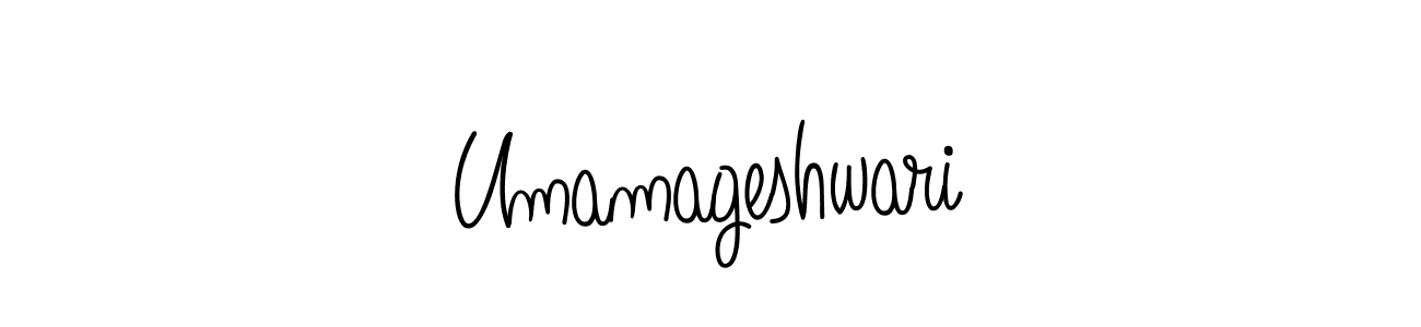 Use a signature maker to create a handwritten signature online. With this signature software, you can design (Angelique-Rose-font-FFP) your own signature for name Umamageshwari. Umamageshwari signature style 5 images and pictures png