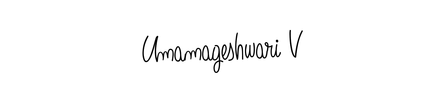 Also You can easily find your signature by using the search form. We will create Umamageshwari V name handwritten signature images for you free of cost using Angelique-Rose-font-FFP sign style. Umamageshwari V signature style 5 images and pictures png