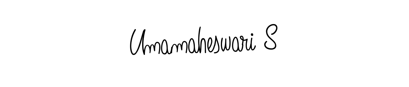 Use a signature maker to create a handwritten signature online. With this signature software, you can design (Angelique-Rose-font-FFP) your own signature for name Umamaheswari S. Umamaheswari S signature style 5 images and pictures png