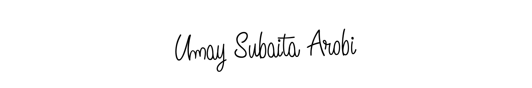 Use a signature maker to create a handwritten signature online. With this signature software, you can design (Angelique-Rose-font-FFP) your own signature for name Umay Subaita Arobi. Umay Subaita Arobi signature style 5 images and pictures png