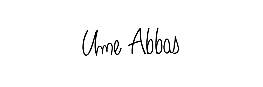 Use a signature maker to create a handwritten signature online. With this signature software, you can design (Angelique-Rose-font-FFP) your own signature for name Ume Abbas. Ume Abbas signature style 5 images and pictures png